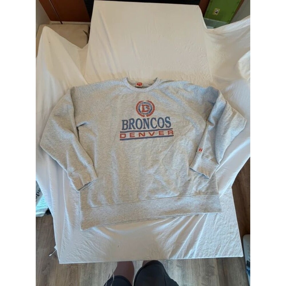 Vintage Homage Denver Broncos NFL Grey Crewneck Sweatshirt Mens 3XL